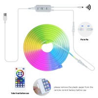 Neon Rope Light,16.4Ft Rgb-Ic Neon Led Lights With Music Sync,Ip67 Waterproof Flexible Neon Led Strip,Diy Ideas,Remote,Bluetooth App Control,For Bedroom, Living Room, Gaming Room,Christmas Gift