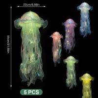 Avcxec Jellyfish Light, 5Pcs Glowing Jellyfish, Hanging Jellyfish Lamp Night Lights, Bright Jellyfish Garden Lights For Party Yard Landscape Garden Ornaments, (Purple+Pink+Green+Yellow+Blue)