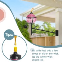 Falbawr 4 Pcs Wall Mounted Citronella Torches For Outside, Glass16 Oz Garden Torches, Outdoor Garden Decorative, Easy Refillable Metal Torch For Patio, Deck, Garden, Yard, Black