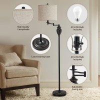 Floor Lamp For Living Room 3 Color Temperature 350 Adjustable Swing Arm Floor Lamp Vintage Standing Lamp Traditional Farmhouse