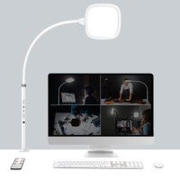 Hapfish Led Desk Lamps For Home Office, Clamp Desk Video Conference Light For Computer Zoom Meetings, Dimmable, Top Bright, Rotatable, Large Lighting Area, Clip On Table Lamp For Monitor, Study, Work