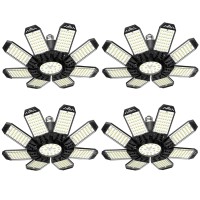 Vrtogthe Led Garage Light 4 Pack 260W 26000Lm Led Garage Ceiling Light With 81 Adjustable Panels And Constant Drive 6500K Sh