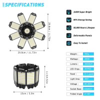 Vrtogthe Led Garage Light 4 Pack 260W 26000Lm Led Garage Ceiling Light With 81 Adjustable Panels And Constant Drive 6500K Sh