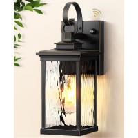 Vianis Dusk To Dawn Outdoor Wall Lantern, Black Exterior Light Fixtures, Porch Light Wall Mount Lamps Outside Wall Lights For House, Garage Lights Outdoor Wall Sconce Lanterns With Water Ripple Glass