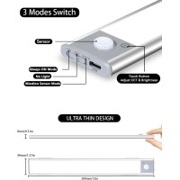 90Led Motion Sensor Cabinet Lights 3 Color Temperature Dimmable Closet Lights Wireless 2200Mah Battery Type C Usb Rechargeable U