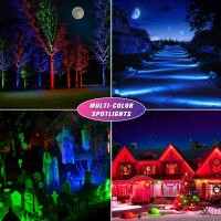 Aponuo Rgb Solar Spot Lights Outdoor 4In1 Solar Landscape Lighting Dusk To Dawn Solar Uplights Ip65 Waterproof 98Ft Cable Out