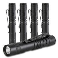 Mviocs 5 Pack Mini Flashlight Small Flashlights Led Powerful High Lumens Tactical Pen Light With Clip,Slim Portable Pocket Compact Torch For Emergency Inspection Aaa Battery Water-Resistant