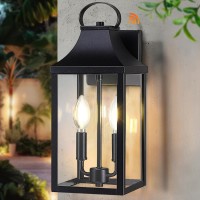 Myhxq 15 Dusk To Dawn Black Outdoor Wall Lantern Outside Modern Wall Sconce Light Fixture Porch Light Wall Mount With E12 So