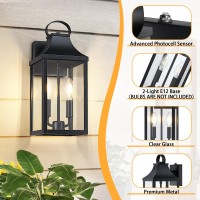 Myhxq 15 Dusk To Dawn Black Outdoor Wall Lantern Outside Modern Wall Sconce Light Fixture Porch Light Wall Mount With E12 So