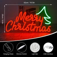 Dreamfort Merry Christmas Neon Sign Dimmable Led Signs Christmas Neon Signs For Wall Decor Usb Powered Neon Lights Signs For Bed