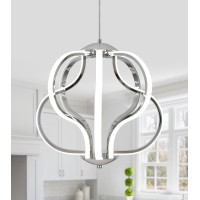 Qs Modern Led Chandelier Chrome Hanging Pendant Lights For Dining Room Foyer Entryway Kitchen Living Room 8 Lights