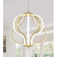 Qs Modern Led Chandelier Gold Hanging Pendant Lights For Dining Room Foyer Entryway Kitchen Living Room 8 Lights