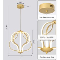 Qs Modern Led Chandelier Gold Hanging Pendant Lights For Dining Room Foyer Entryway Kitchen Living Room 8 Lights