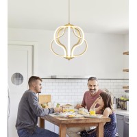 Qs Modern Led Chandelier Gold Hanging Pendant Lights For Dining Room Foyer Entryway Kitchen Living Room 8 Lights