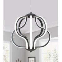 Qs Modern Led Chandelier Black Hanging Pendant Lights For Dining Room Foyer Entryway Kitchen Living Room 8 Lights