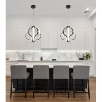 Qs Modern Led Chandelier Black Hanging Pendant Lights For Dining Room Foyer Entryway Kitchen Living Room 8 Lights