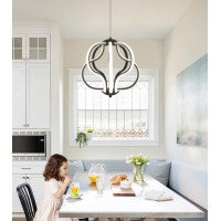 Qs Modern Led Chandelier Black Hanging Pendant Lights For Dining Room Foyer Entryway Kitchen Living Room 8 Lights