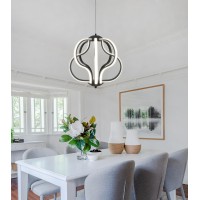 Qs Modern Led Chandelier Black Hanging Pendant Lights For Dining Room Foyer Entryway Kitchen Living Room 8 Lights