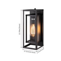 Mirrea 14 Dusk To Dawn Outdoor Wall Sconce 1 Light In Matte Black Rectangular Metal Frame And Clear Glass Shade Waterproof Por