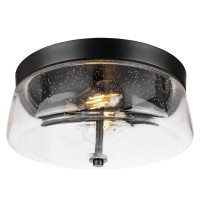 Rosient Flush Mount Ceiling Light Fixture 12 Inch 2Light Modern Farmhouse Rustic Close To Ceiling Light With Seeded Glass For