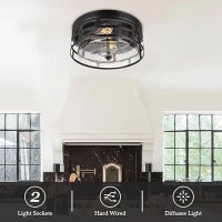 Rosient Flush Mount Ceiling Light Fixture 12 Inch 2Light Modern Farmhouse Rustic Close To Ceiling Light With Seeded Glass For