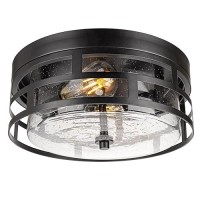 Rosient Flush Mount Ceiling Light Fixture 12 Inch 2Light Modern Farmhouse Rustic Close To Ceiling Light With Seeded Glass For