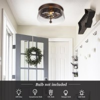 Rosient Flush Mount Ceiling Light Fixture 12 Inch 2Light Modern Farmhouse Rustic Close To Ceiling Light With Seeded Glass For