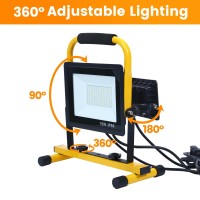 110W Led Work Lights Construction Light 11000Lm 3Adjustable Panel 7500K Ip66 Portable Flood Light With 10Ft Cord And Plug 1