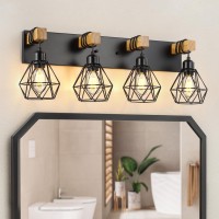 4Light Farmhouse Bathroom Vanity Light Fixtures Wood Bathroom Light Fixtures Over Mirror Rustic Sconces Wall Lighting With El