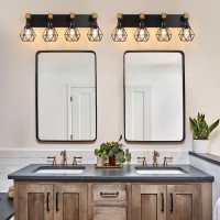 4Light Farmhouse Bathroom Vanity Light Fixtures Wood Bathroom Light Fixtures Over Mirror Rustic Sconces Wall Lighting With El