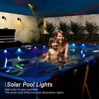 Patiowin Solar Pool Side Lights Outdoor 8 Pack Light Up Swimming Pool Accessories Solar Deck Lights Waterproof Led For Stairs