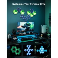 Govee Glide Hexagon Light Panels Ultra, 3D Wall Lights With Diy, Rgbic Led Gaming Lights For Wall, Led Lights For Gaming Setup With 129 Lamp Beads, Works With Alexa, 10 Pack, Lunar White