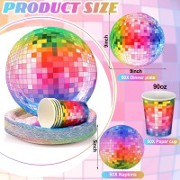 Gerrii 70S Disco Party Supplies Includes 50 Pcs Silver Disco Ball Paper Dinner Plates 50 Pcs Disco Paper Cups 50 Pcs Disco Party