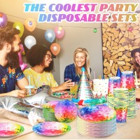 Gerrii 70S Disco Party Supplies Includes 50 Pcs Silver Disco Ball Paper Dinner Plates 50 Pcs Disco Paper Cups 50 Pcs Disco Party