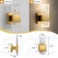 Epinl Gold Sconces Wall Lighting Crystal Wall Sconces Set Of Two Modern Bathroom Vanity Light Fixtures Hardwire Modern 4000K D