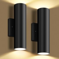 Outdoor Wall Lights 12W 2700K Integrated Led Cylinder Up Down Lights 1200Lm Super Bright Waterproof Exterior Wall Sconce 2Pa