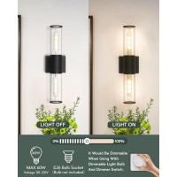 Metwet Black Vanity Light Set Of 2 2 Light Modern Bathroom Light Fixtures Over Mirror With Clear Glass Shade Up And Down Indoo