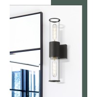 Metwet Black Vanity Light Set Of 2 2 Light Modern Bathroom Light Fixtures Over Mirror With Clear Glass Shade Up And Down Indoo