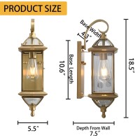 Shinyounel Copper Brass Outdoor Wall Lights 18.5Inch Waterproof Lantern Exterior Light Fixtures Outdise Wall Mounted Porch Light Garage Wall Sconce Patio Lamps, E26 Socket