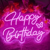 Happy Birthday Sign Pink Color Happy Birthday Neon Sign Neon Happy Birthday Sign For Backdrop Happy Birthday Light Up Sign Led N