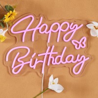 Happy Birthday Sign Pink Color Happy Birthday Neon Sign Neon Happy Birthday Sign For Backdrop Happy Birthday Light Up Sign Led N