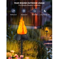 Anmeix Solar Lights Outdoor With 3 Solar Panels Upgraded Solar Torch Lights Outdoor Flickering Flamemore Real Ip65 Waterproof