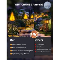 Anmeix Solar Lights Outdoor With 3 Solar Panels Upgraded Solar Torch Lights Outdoor Flickering Flamemore Real Ip65 Waterproof