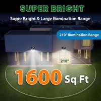 Ameritop Solar Lights Outdoor, 2 Pack 189 High Brightness Led Cordless Solar Motion Sensor Lights; 4 Heads, 270Wide Angle Illumination, Ip65 Waterproof, Security Flood Light(Daylight)