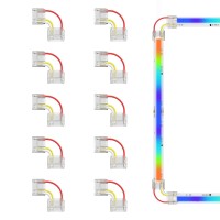 Pautix 12Mm Connectors 10Pcs Lshapedcorner Connectors Solderless Terminal Extension Connection For 3Pin Rgb Smart Ic Cob Led