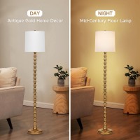 Euo 645 Gold Floor Lamp For Living Room Gold Bamboo Floor Lamps For Bedroom Tall Skinny Lamp For Home Decor Mid Century An