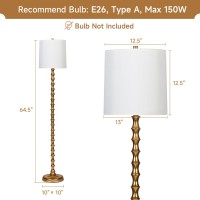 Euo 645 Gold Floor Lamp For Living Room Gold Bamboo Floor Lamps For Bedroom Tall Skinny Lamp For Home Decor Mid Century An