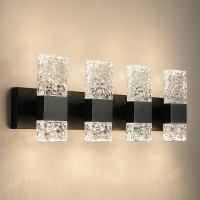 Epinl Black Bathroom Vanity Light Fixtures Bathroom Light Fixtures Over Mirror 4Light 4000K Led Crystal Wall Sconces Modern 40W