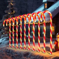 Weguard 10Pk Christmas Candy Cane Pathway Lights Outdoor Decorations 21