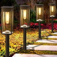 Bitpott Solar Outdoor Lights Pathway 4 Pack Solar Garden Pathway Lights Outside Waterproof Halloween Christmas Decor Solar Lan